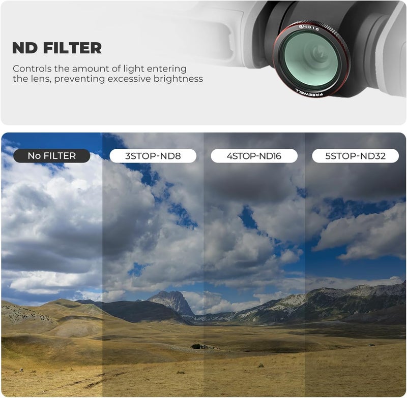 FreeWell فلترات ND مغناطيسية 3-pack لـ DJI Neo 2 – تشمل ND8 و ND16 و ND32 للتحكم الدقيق في التعريض. - Image 3